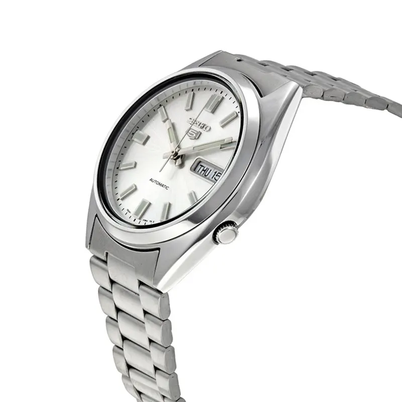 Seiko 5 Automatic Silver Dial Day Date Men's Watch- SNXS73k